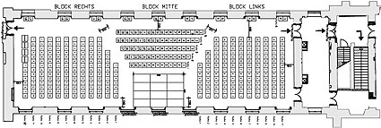Picture: Hubertus Hall, seating in rows